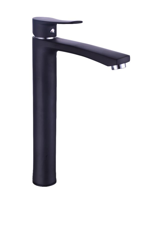 Μπαταρία Νιπτήρα Ψηλή για επικαθήμενο νιπτήρα, Μαύρο Ματ χωρίς Χρωμέ Λεπτομέρειες Eveberg Enzo