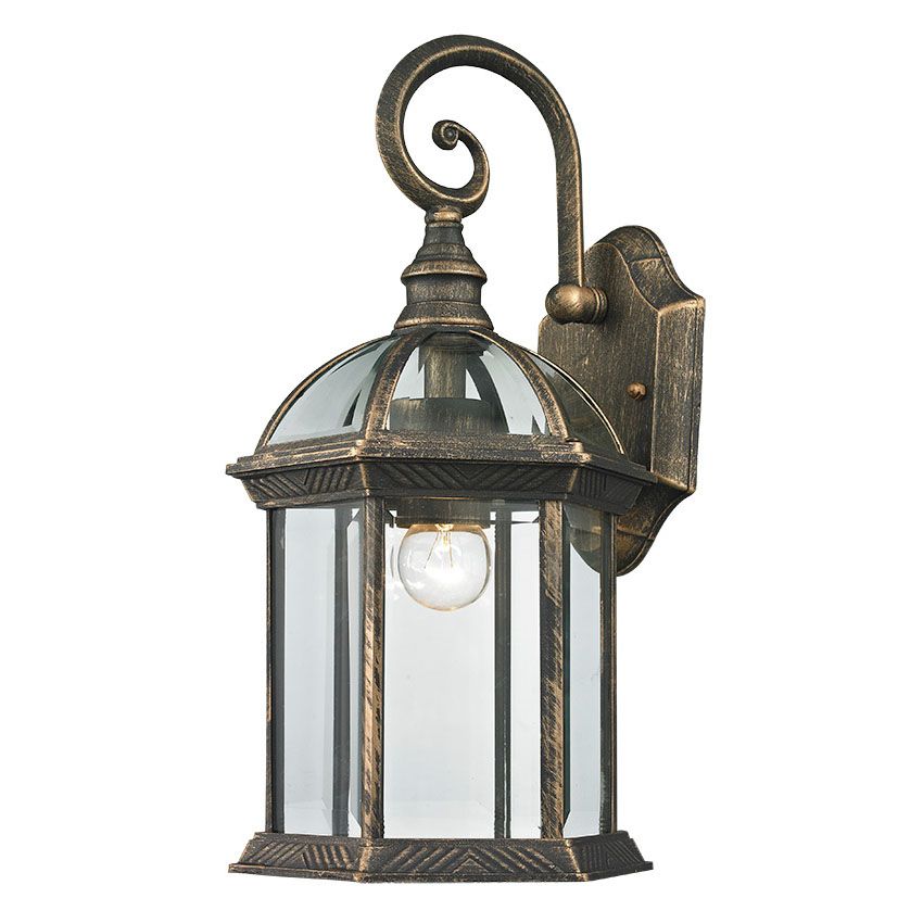 Απλίκα Εξ.Χώρου Φαναράκι Κάτω 1xE27 20x20xH40cm Κράμα Αλουμινίου Χρυσή Πατίνα Sun Light RH037B-DN-S