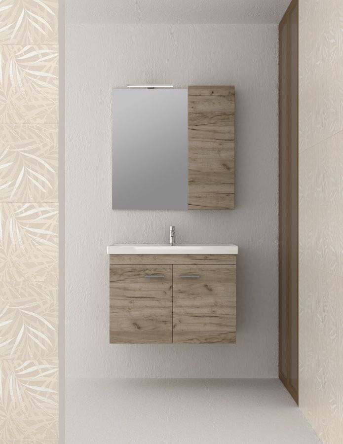 Σετ Έπιπλο Μπάνιου Βάση 80cm Βάση -Νιπτήρας-Καθρέπτης -Φωτιστικό Savvopoulos Economy Emily-II-80-8086