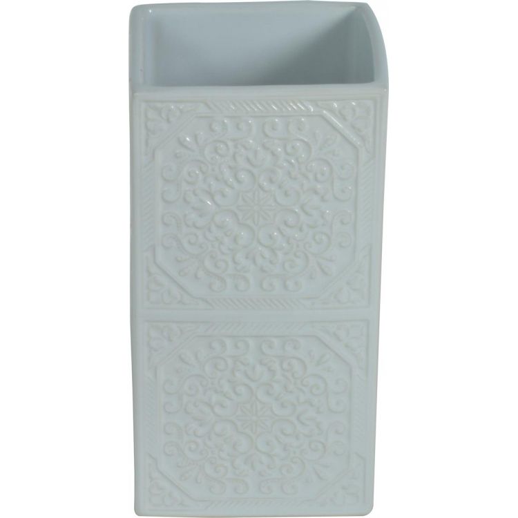 Ποτηροθήκη Πορσελάνη Λευκή 12,3*6,3*6,3cm Ecocasa Square White 02-6570