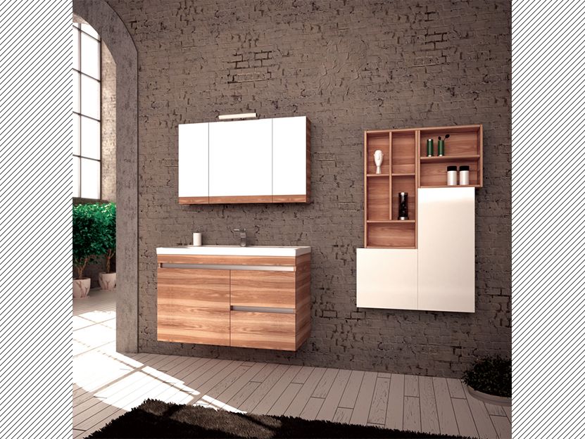 Σετ Έπιπλο Μπάνιου Βάση Π100*Υ60*Β43 εκ.MDF Μελαμίνη Possitano,Νιπτήρας-Καθρέπτης-Φωτιστικό Savvopoulos Luxury Blend 001