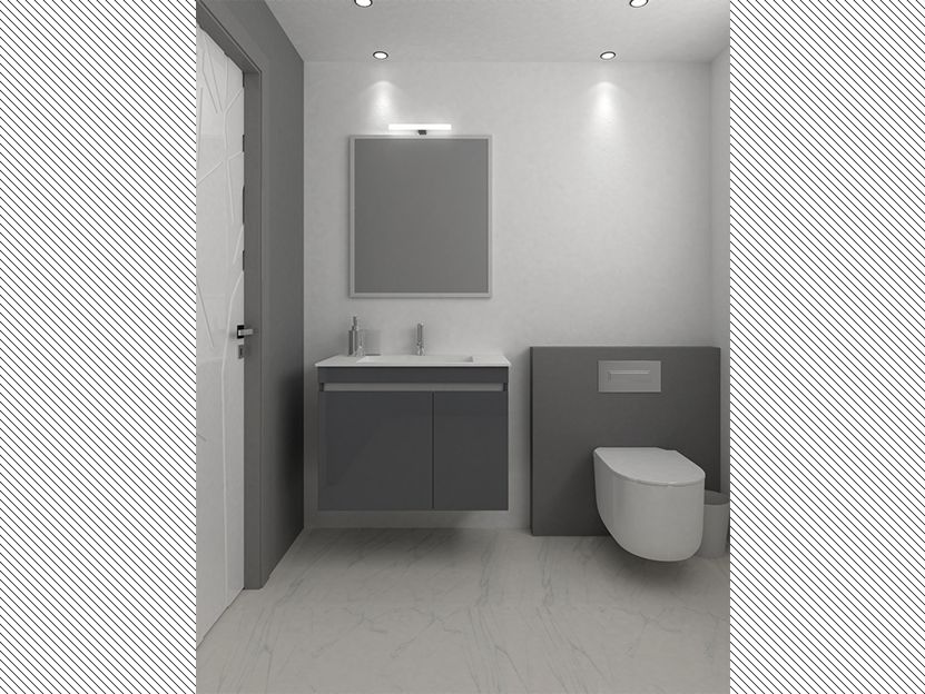 Σετ Έπιπλο Μπάνιου Βάση Π80*Υ60*Β43 εκ.MDF Μελαμίνη Cemento,Νιπτήρας-Καθρέπτης-Φωτιστικό Savvopoulos Luxury City XL 004