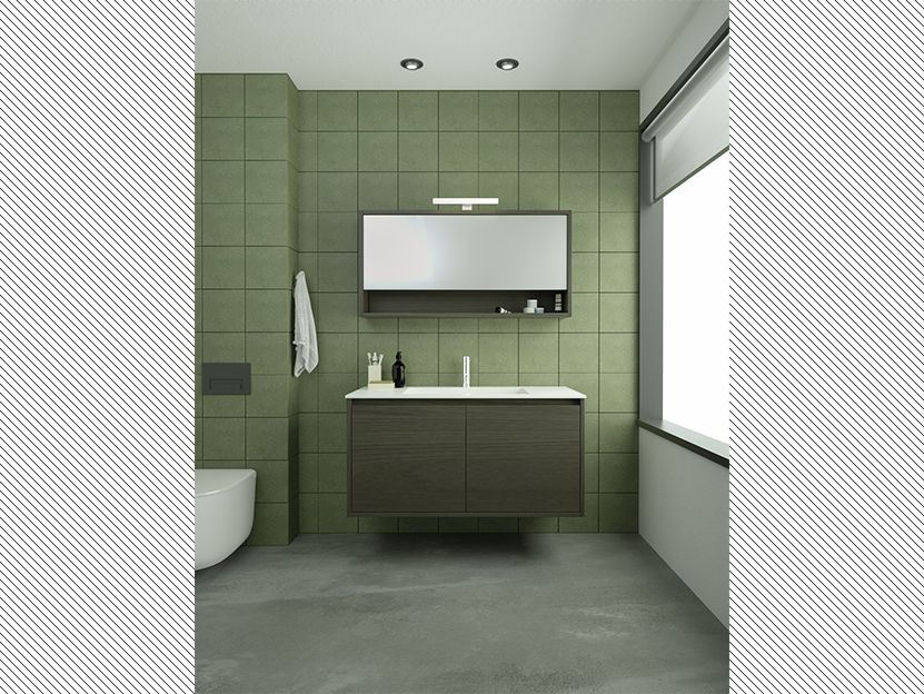 Σετ Έπιπλο Μπάνιου 101*50 εκ.MDF Λάκα Μολυβί 7551 Ματ Νιπτήρας Solid Λευκό, Καθρέπτης, Φωτιστικό, Urban IΙ