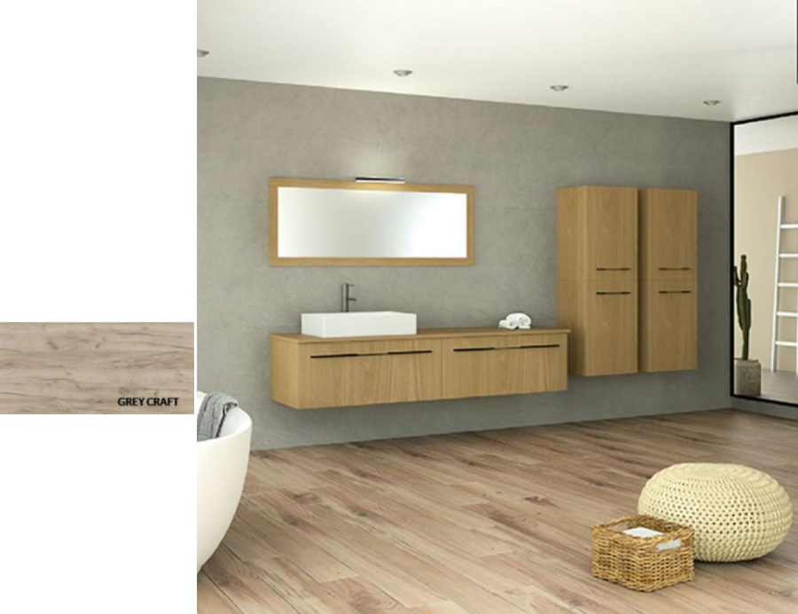 Έπιπλο Μπάνιου Μ140xB50xY35cm Βάση-Πάγκος-Νιπτήρας-Καθρέπτης-Φωτιστικό-2 Ερμάρια, Μελαμίνη σε MDF Grey Craft Savvopoulos Ultima 08-8002