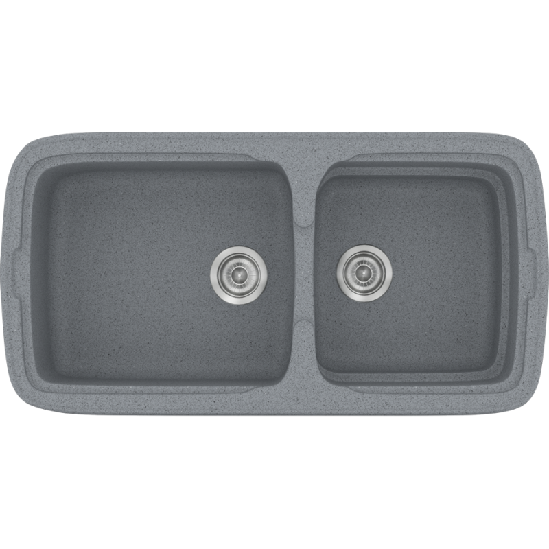 Νεροχύτης Κουζίνας 96x50,5εκ. Ένθετος Eρμάριο 100 εκ.Συνθετικός Metallic Silver Sanitec Classic 305-17