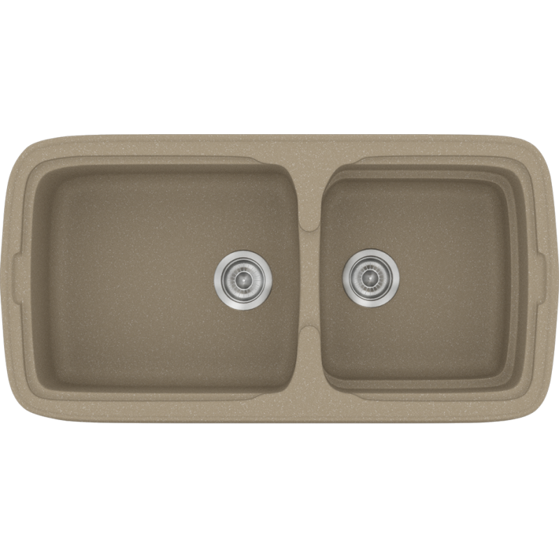 Νεροχύτης Κουζίνας 96x50,5εκ. Ένθετος Eρμάριο 100 εκ.Συνθετικός Granite Taupe Sanitec Classic 305-42