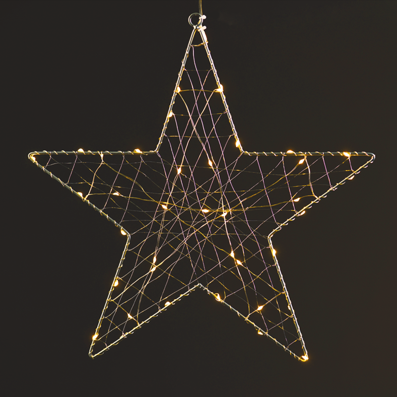 "1D Copper Wire Metal Motifs" ΑΣΤΕΡΙ 40 ΜINI LED ΛΑΜΠΑΚ ΜΕ ΚΑΛΩΔΧΑΛΚΟΥ & ΑΝΤΑΠΤΡΟΡΑ(3V DC)ΘΕΡΜΟ ACA X063014202