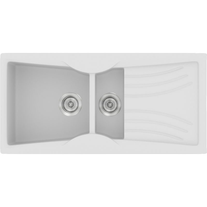 Νεροχύτης Κουζίνας Συνθετικός 104x51cm Ένθετος Eρμάριο 70cm Sanitec Classic 329-00-White