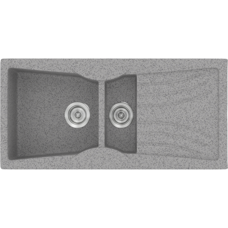 Νεροχύτης Κουζίνας Συνθετικός 104x51cm Ένθετος Eρμάριο 70cm Sanitec Classic 329-04-Granite-Grey