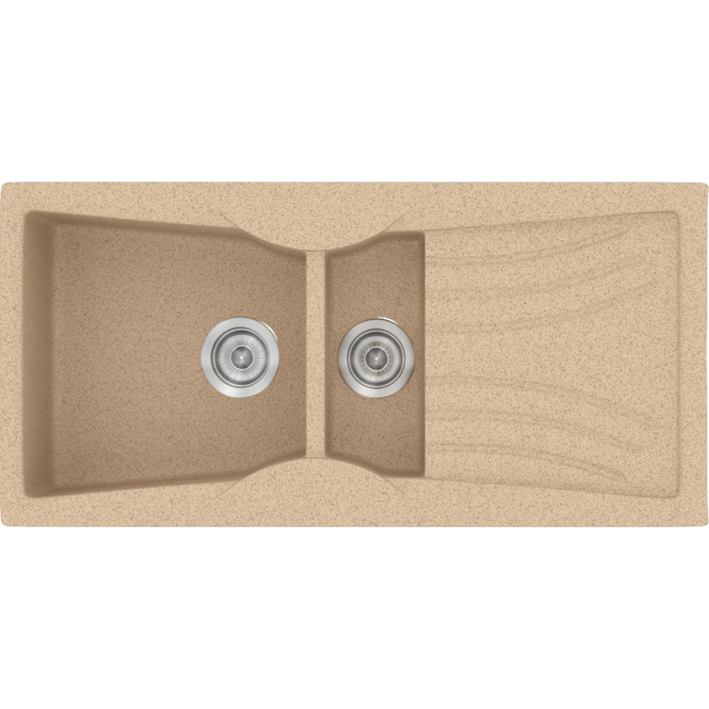 Νεροχύτης Κουζίνας Συνθετικός 104x51cm Ένθετος Eρμάριο 70cm Sanitec Classic 329-10-Granite-Beige