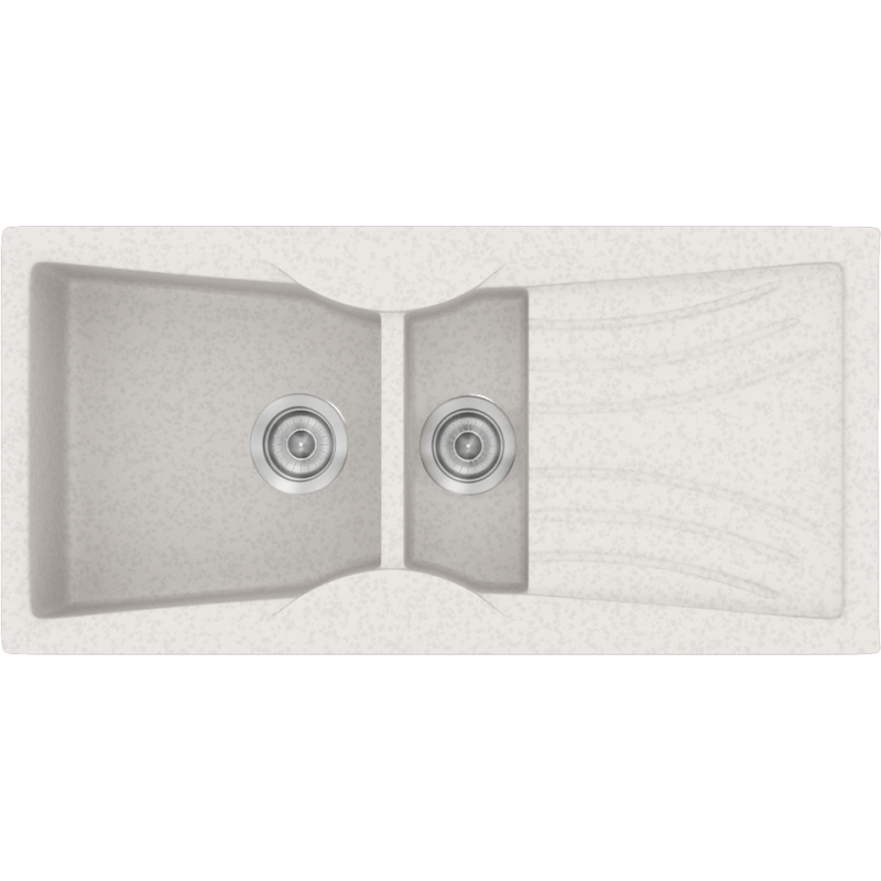 Νεροχύτης Κουζίνας Συνθετικός 104x51cm Ένθετος Eρμάριο 70cm Sanitec Classic 329-01-Granite-White