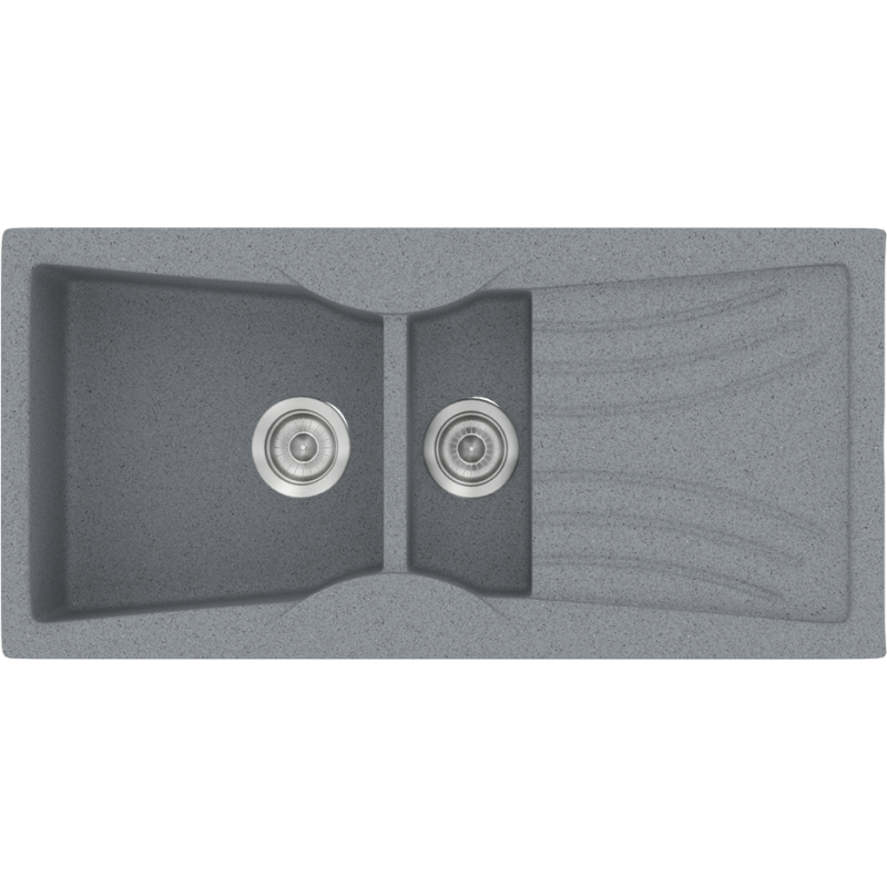 Νεροχύτης Κουζίνας Συνθετικός 104x51cm Ένθετος Eρμάριο 70cm Sanitec Classic 329-17-Metallic-Silver