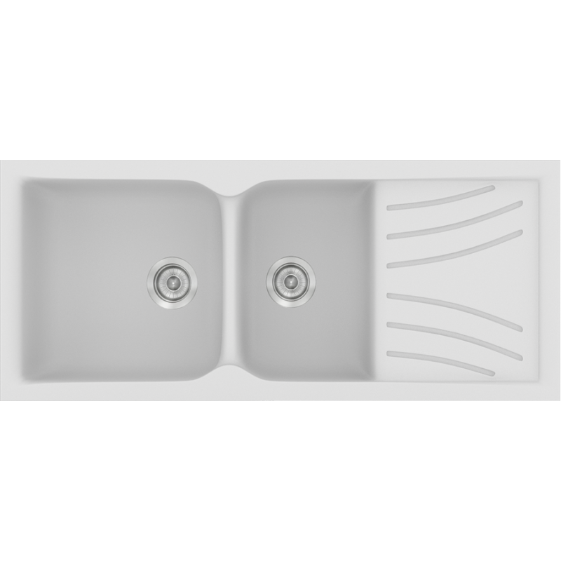 Νεροχύτης Κουζίνας Συνθετικός 115*50 εκ. Ένθετος ή Υποκαθήμενος ερμάριο 80 εκ. Δύο γούρνες & Ποδιά Sanitec Electric 323