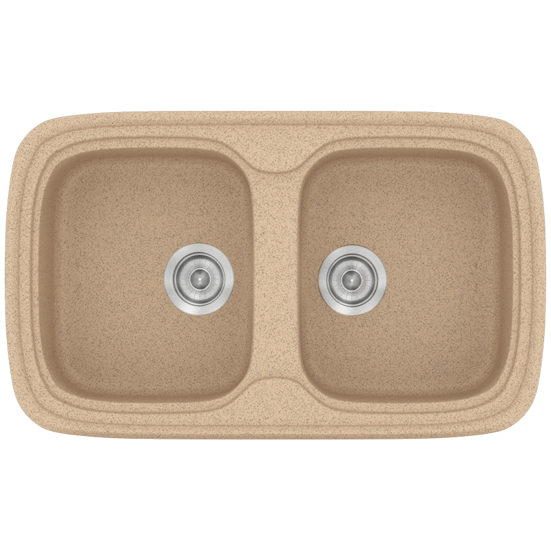 Νεροχύτης Κουζίνας Συνθετικός 82x50 εκ.2 Γούρνες Granite Beige Ένθετος Eρμάριο 80 εκ.Sanitec Premium 312-10