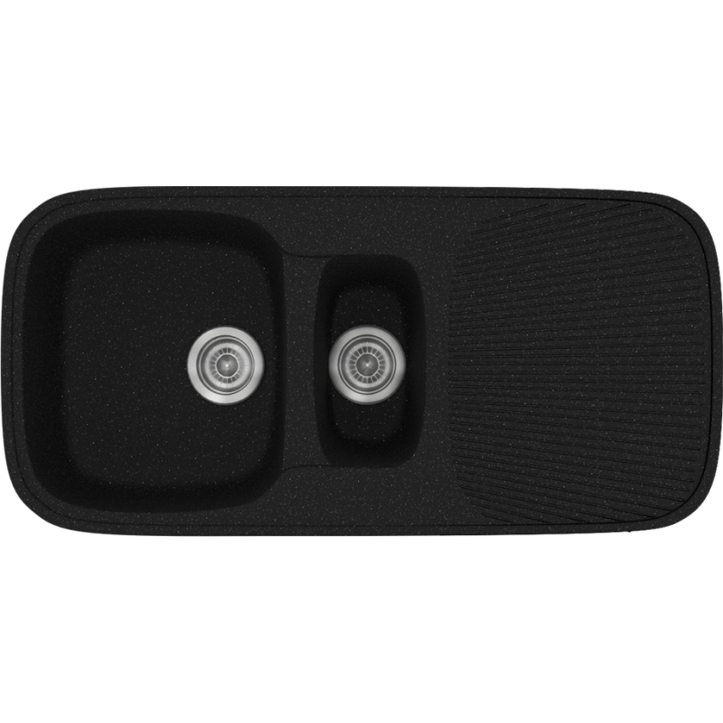 Νεροχύτης Κουζίνας Συνθετικός 97*50 εκ. Ένθετος σε ερμάριο 60 εκ. δύο γούρνες &Ποδιά Sanitec Classic 301