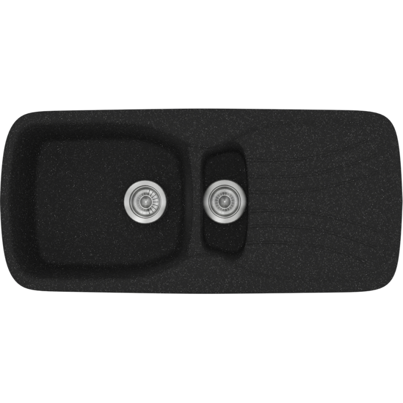 Νεροχύτης Κουζίνας 97x51cm Ένθετος Ερμάριο 60cm Συνθετικός Sanitec Classic 309-05-Granite-Black