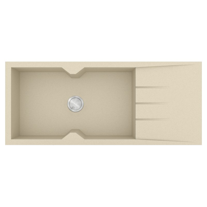 Νεροχύτης Κουζίνας 116x50cm Ένθετος Ερμάριο 80 εκ. Γρανίτης Χρώμα Ocra Sanitec Ultra Granite 817-31-Ocra