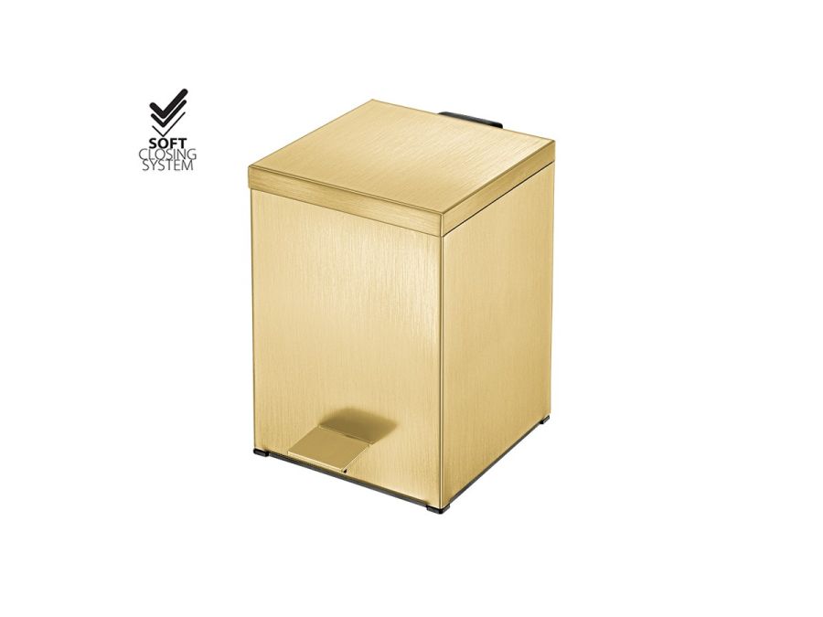 Χαρτοδοχείο 5lt 18x25*Y26,5 cm Brushed Brass Soft Closing Sanco Waste Bins 90677-AB12