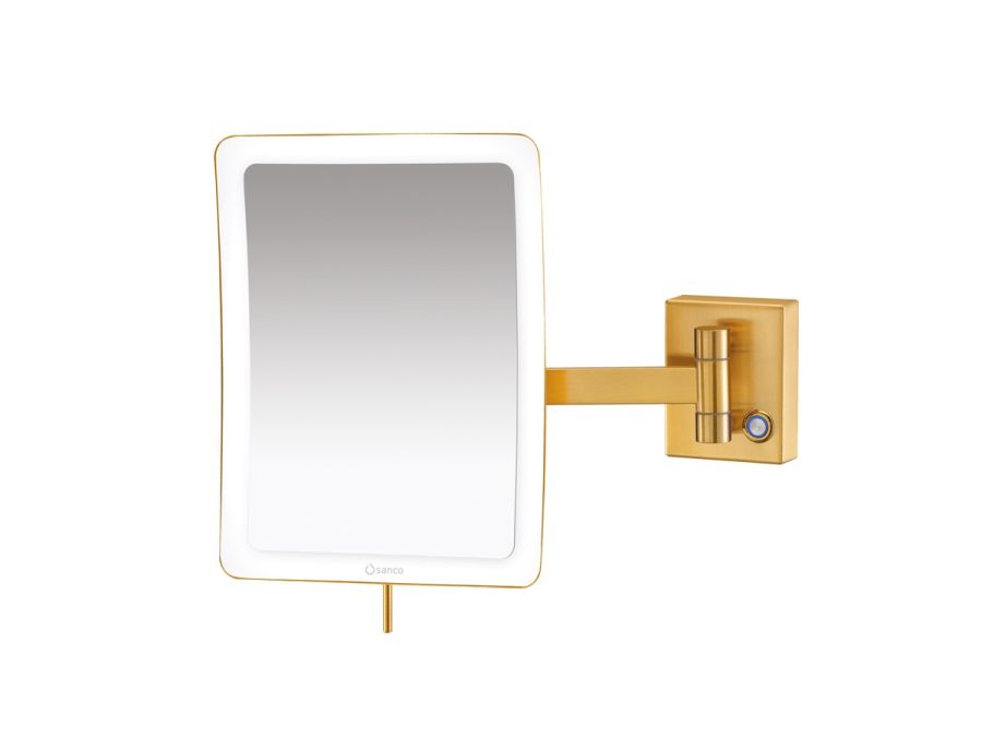 Επιτοίχιος Μεγεθυντικός Καθρέπτης x3 Led 5 watt 220-240V Gold 24K Brushed Sanco Led Cosmetic Mirrors MRLED-305-AB5
