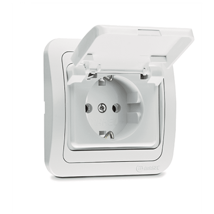 Πρίζα Χωνευτή Σούκο Βακελίτου με καπάκι Λευκή Makel Mimoza 12029