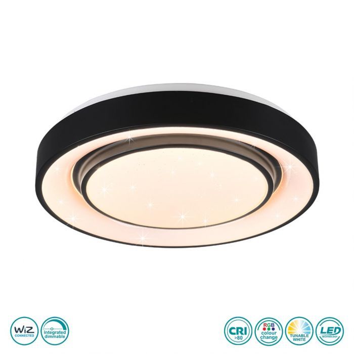 Φωτιστικό Πλαφόν Οροφής Ø38xH7cm Μαύρο Μαύρο Ματ-Λευκό Led 20w 2400lm 3000-6000K Εφαρμογή Trio Lighting RL Mona R65041032