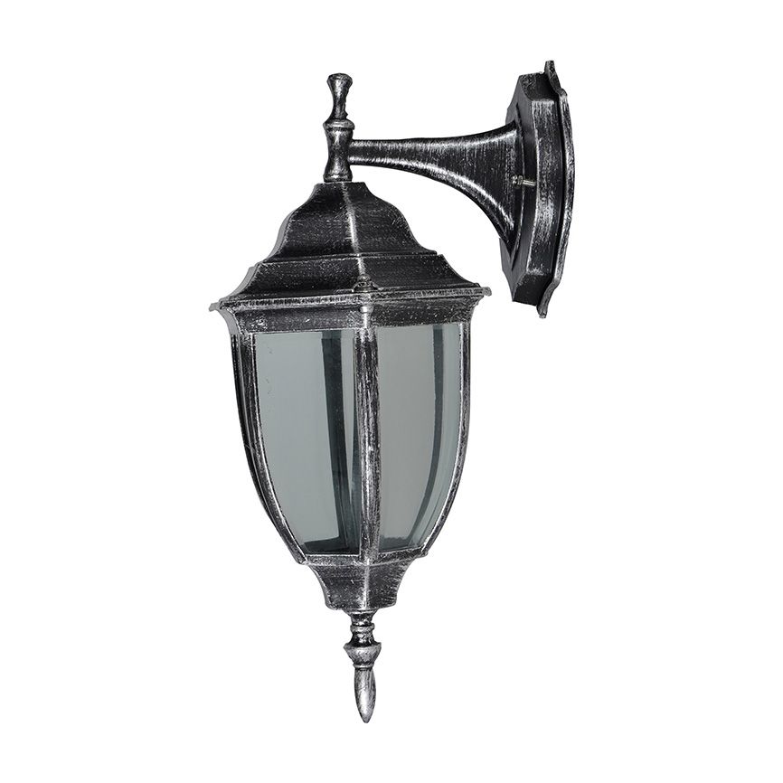 Απλίκα Επίτοιχη Κάτω Εξ.Χώρου 17x21xH40cm IP44 1xE27 Κράμα Αλουμινίου Ασημί Πατίνα Sun Light 1015B-DN-W