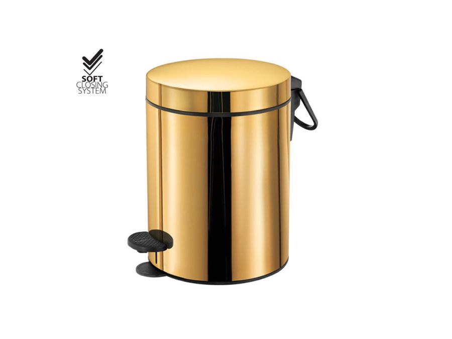 Χαρτοδοχείο 5lt Χρώμα Gold 24K Soft Closιng Sanco Waste Bins 90680-A05