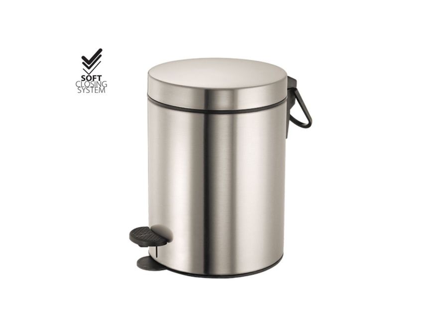 Χαρτοδοχείο 5lt Χρώμα Brushed Nickel Soft Closιng Sanco Waste Bins 90680-A73