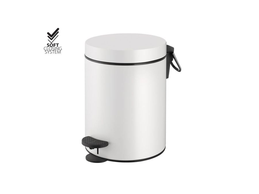 Χαρτοδοχείο 5lt Χρώμα White Mat Soft Closιng Sanco Waste Bins 90680-M101