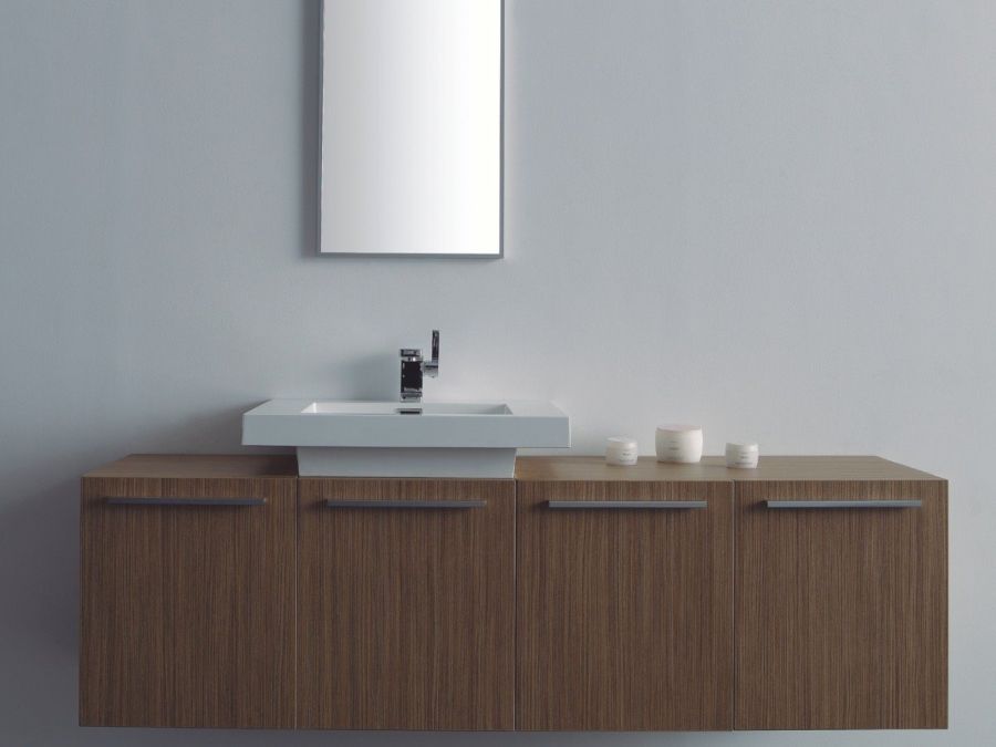 Έπιπλο Μπάνιου ECO-160DL 160 εκ. Βάση & Νιπτήρας, MFC Χρώμα Μελαμίνης L-oak FT21.160.001LO