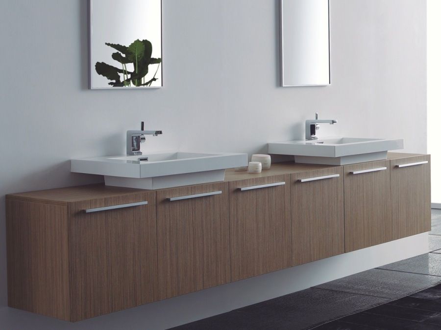 Σετ Έπιπλο Μπάνιου ECO-240N Βάση 240εκ. Νιπτήρες Teak με 2 Νιπτήρες FT21.240.001T