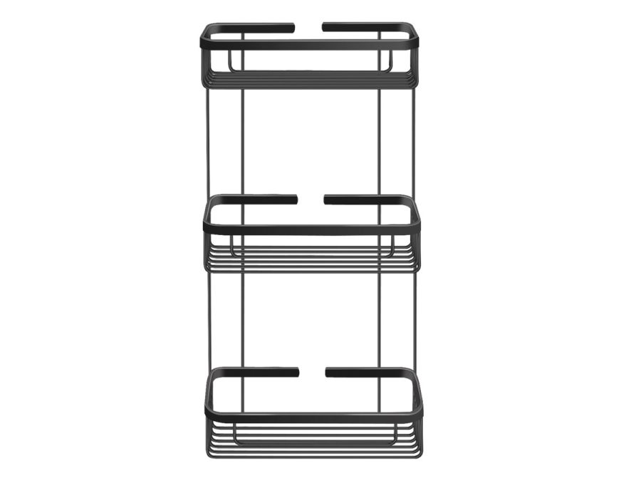 Θήκη Τριπλή Ίσια W26,5xD12,5xY51 cm Black Mat Sanco Shower Baskets 005-M116