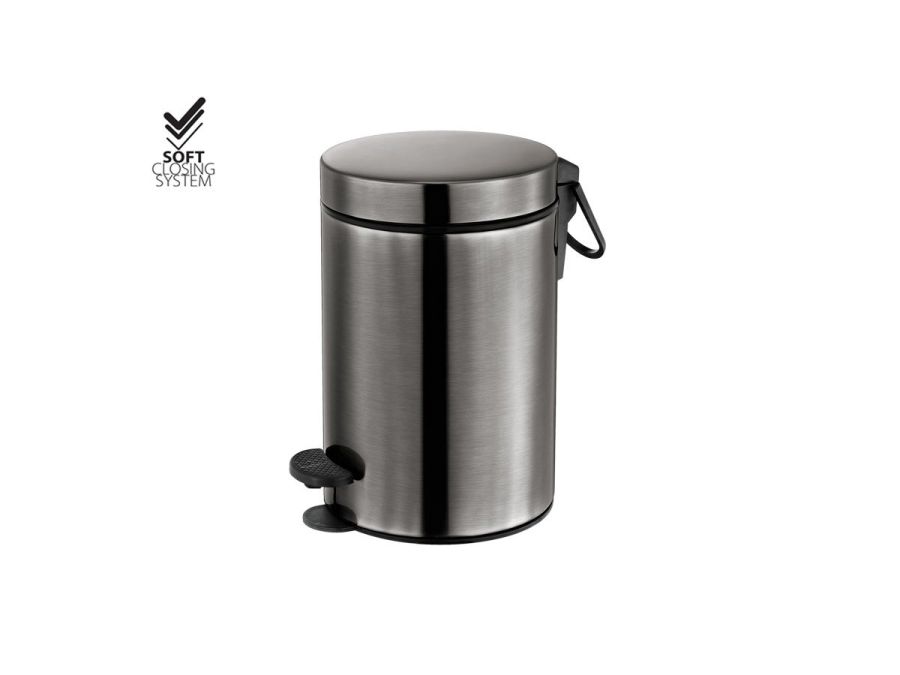 Χαρτοδοχείο 3lt Soft Closιng System Brushed Metal Gun Sanco Waste Bins 90689-AB23
