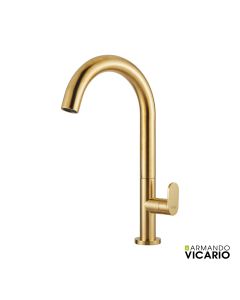 Μπαταρία Νιπτήρα Υψηλή με Βαλβίδα Clic-Clac Slim Vicario Brushed Gold 500041-201