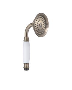 Τηλέφωνο Ντους Ρετρό Μπρονζέ με Λευκό Πορσελανάκι Domistyle 24041