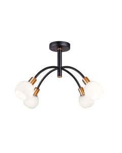 Φωτιστικό Οροφής Τετράφωτο Ø59 εκ.4xΕ14 Μαύρο-Χρυσό-Οπάλ Γυαλί Viokef Elisa 4215200