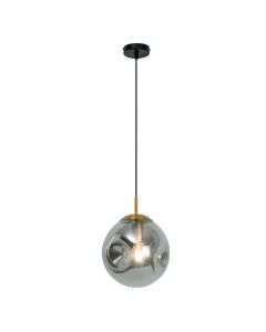 Φωτιστικό Κρεμαστό Ø25 εκ. 1xE27 Γυαλί Φυμέ-Ανάρτηση Μαύρο-Χρυσό Viokef Oscar 4253601