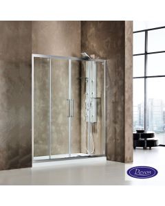Συρόμενη διπλή πόρτα καμπίνας ντουζιέρας Primus Plus 180 ύψους 195εκ. ρυθμιζόμενη από 177 έως 181εκ. Devon Clean Glass Chrome SL2T180C-100
