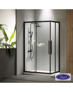Καμπίνα ντουζιέρας Γωνιακής Εισόδου Corner Entry 120x120 (117-119 x 117-119 εκ.), Devon Flow Clean Glass Black Matt CF120C-400