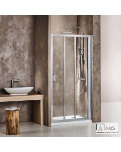 Συρόμενη τριπλή πόρτα καμπίνας ντουζιέρας AXIS 110 ύψους 185εκ. ρυθμιζόμενη από 107 έως 111εκ. Clean Glass Chrome SL3X110C-100