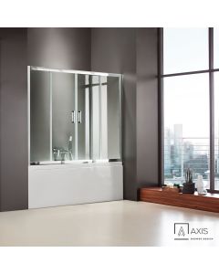 Συρόμενη διπλή πόρτα καμπίνας μπανιέρας AXIS 180 ύψους 140εκ. ρυθμιζόμενη από 177 έως 181εκ. Clear Chrome SLB2X180T-100
