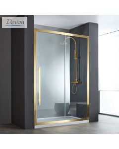 Συρόμενη πόρτα καμπίνας ντουζιέρας Noxx 100 ύψους 200εκ. ρυθμιζόμενη από 97 έως 99εκ. Devon Clean Glass AISI304 PVD Gold Brushed SLN100C-211
