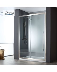 Συρόμενη πόρτα καμπίνας ντουζιέρας Noxx 140 ύψους 200εκ. ρυθμιζόμενη από 137 έως 139εκ. Devon Clean Glass AISI304 Inox SLN140C-111