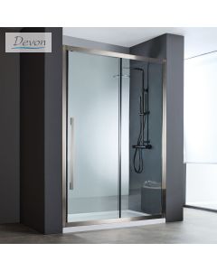 Συρόμενη πόρτα καμπίνας ντουζιέρας Noxx 160 ύψους 200εκ. ρυθμιζόμενη από 157 έως 159εκ. Devon Clean Glass AISI304 PVD Black Brushed SLN160C-411