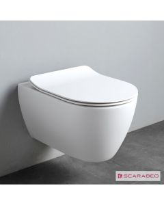 Λεκάνη Κρεμαστή MOON/50,5 Clean-Flush με κάλυμμα Slim Soft Close, Scarabeo Pearl (White Matt) 552000SC-301