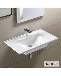 Νιπτήρας Πορσελάνης Slim 80x46 (1 οπή) SEREL White 3035-300