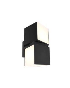 Φωτιστικό Επιτοίχιο Up-Down Κινητό 350° IP54 2x12,2w 1000lm 150° 3000K 147x100xY21,3mm Black Matt Χυτό Αλουμίνιο Lutec Cuba 5193801012