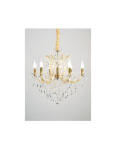 Κρεμαστό φωτιστικό από οξυντέ μέταλλο γυαλί και κρύσταλλα 6XE14 D:70cm 5244-6-Οξυντέ