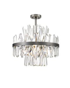 Κρεμαστό Οροφής Οκτάφωτο 8xG9 D500xH510mm Διάφανο Γυαλί-Ασημί Αντικέ Viokef Veronica 4315100