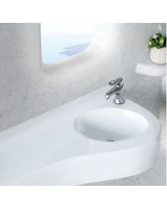 Νιπτήρας Μπάνιου Αριστερός 44x34xB14cm Πάγκος Monobloc 60-150xB30cm Sanitec Monobloc Free Wave Single 705-60150L-00-White